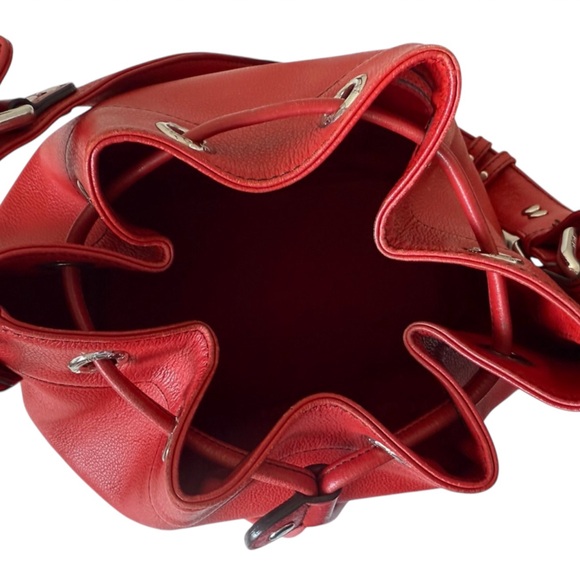 MCM Red Bucket Drawstring Bag with Adjustable Strap EUC - Picture 6 of 14